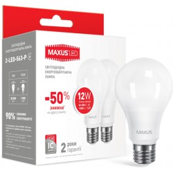 Набор LED ламп Maxus 2-LED-563-P A65 12W 3000K 220V E27